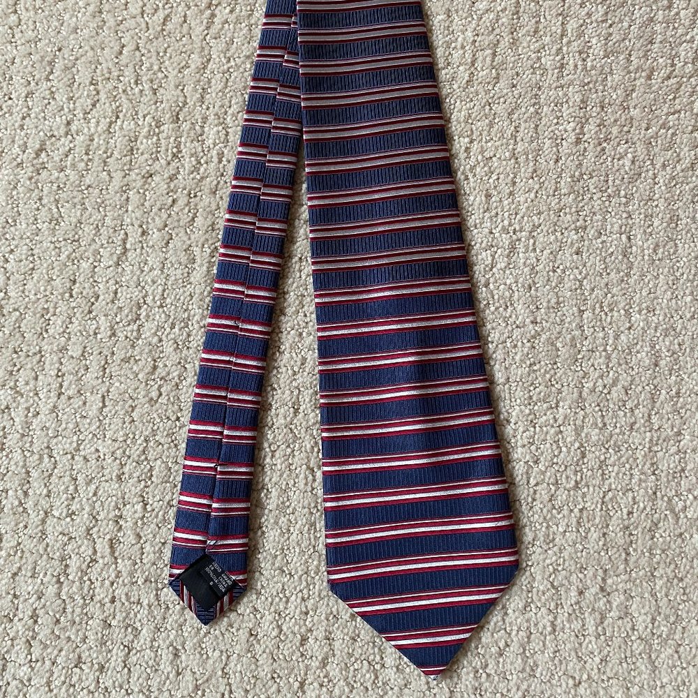 Geoffrey Beene Navy Striped Silk Tie